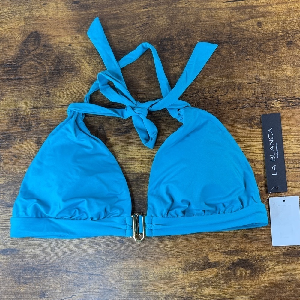 NWT La Blanca Turquoise Halter Bikini Top